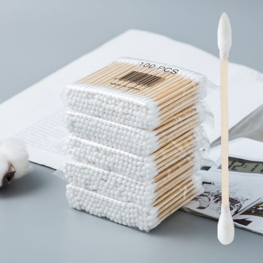 Disposable bamboo and wood swab