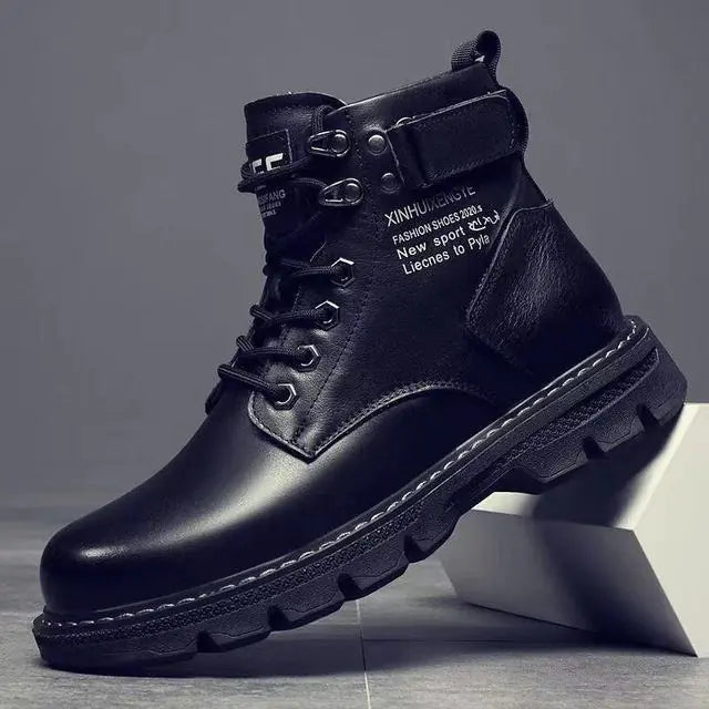 Leather Shoes High Top Fashion Winter Boots - # GIAA73410004