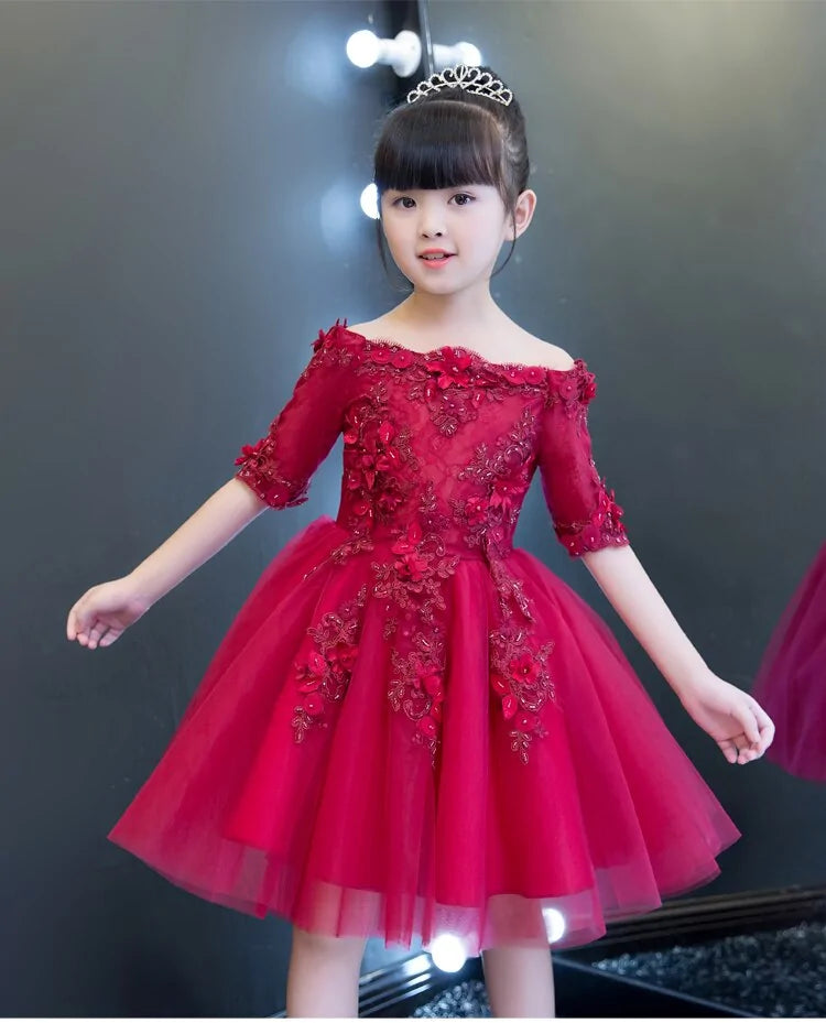 Red Tulle Flower Girl Dress - # GIAA221710002