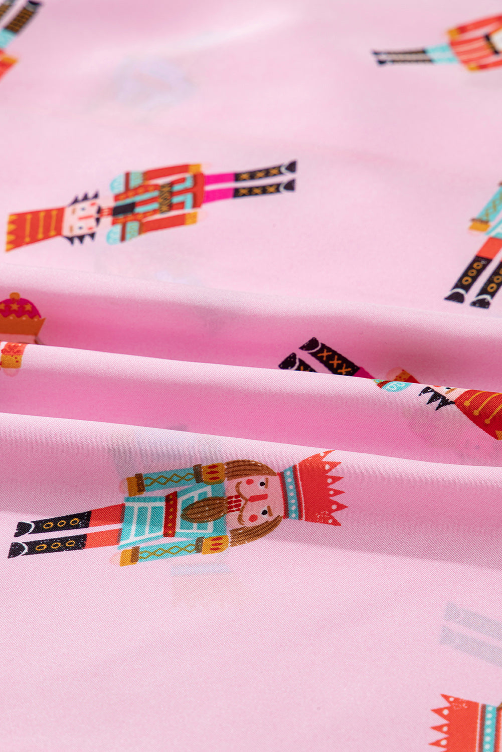 Christmas Nutcracker Contrast Trim Bow Tie Pajama Set