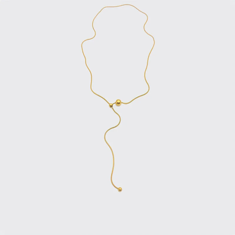 Ball drawstring snake chain necklace stainless steel necklace for women minimalist simple elegant stainless steel jewelry