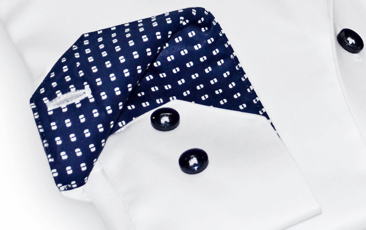Jonas Button-Up Shirt With Contrast Details // White // Contemporary Fit (Regular)- final sale
