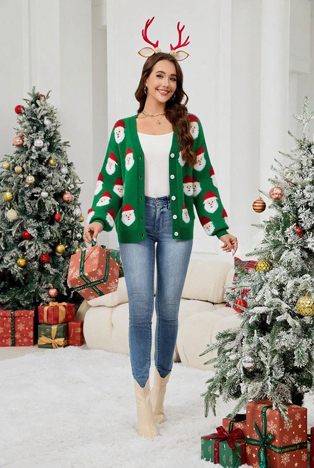 Casual Santa Claus Jacquard Cardigan Sweater | NCS