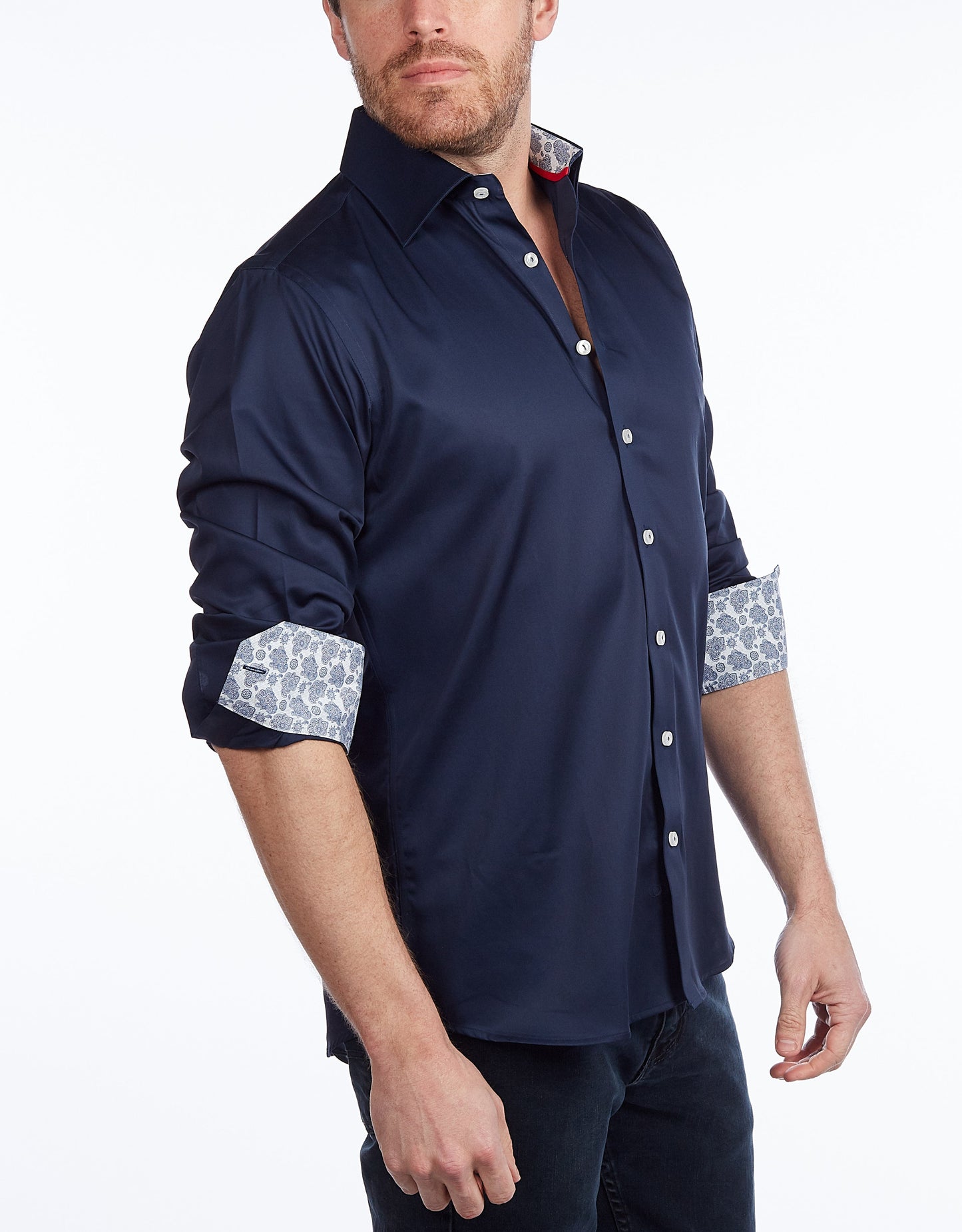 Contrast Collar Button-Up Shirt // Contemporary Fit - contrast trimming - final sale