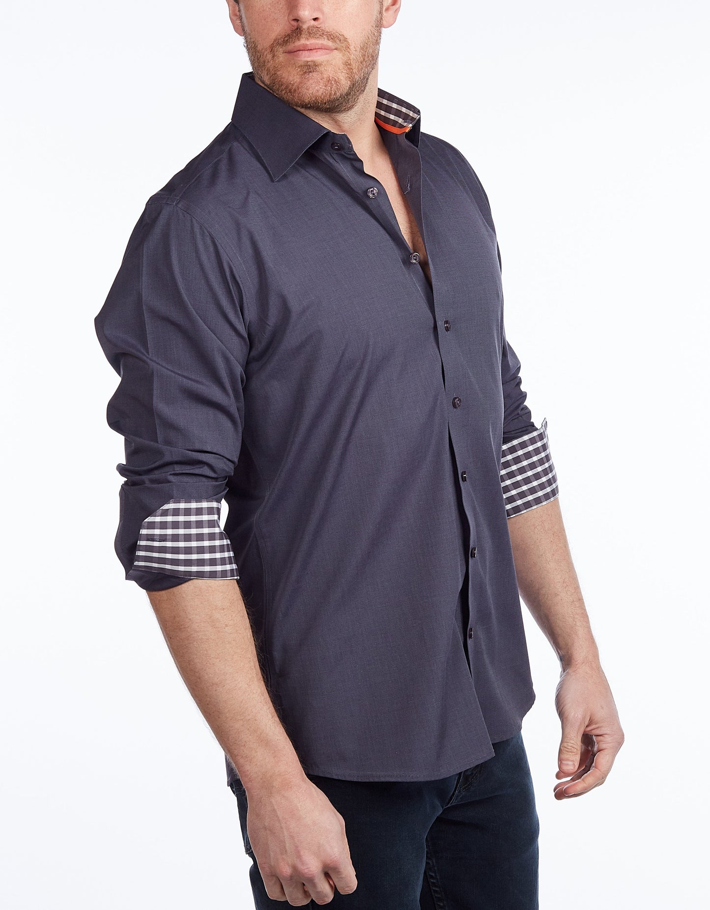 Contrast Collar Button-Up Shirt // Contemporary Fit - contrast trimming - final sale