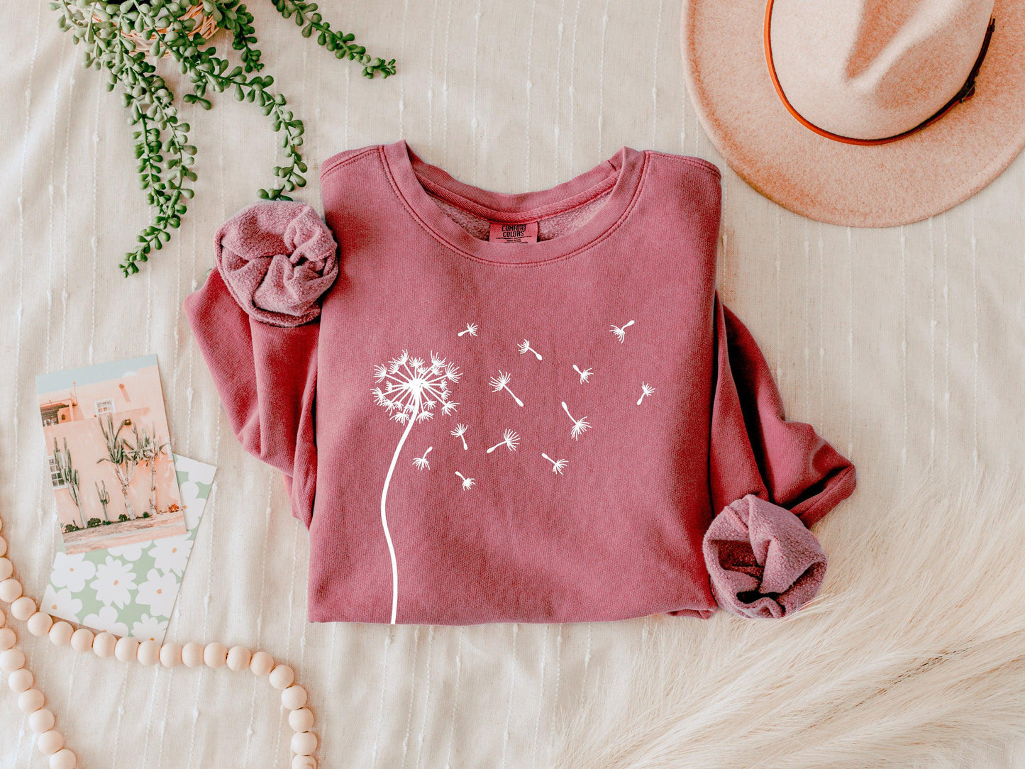 Dandelion Plant Botanical Garment Dyed Comfort Colors Sweatshirt