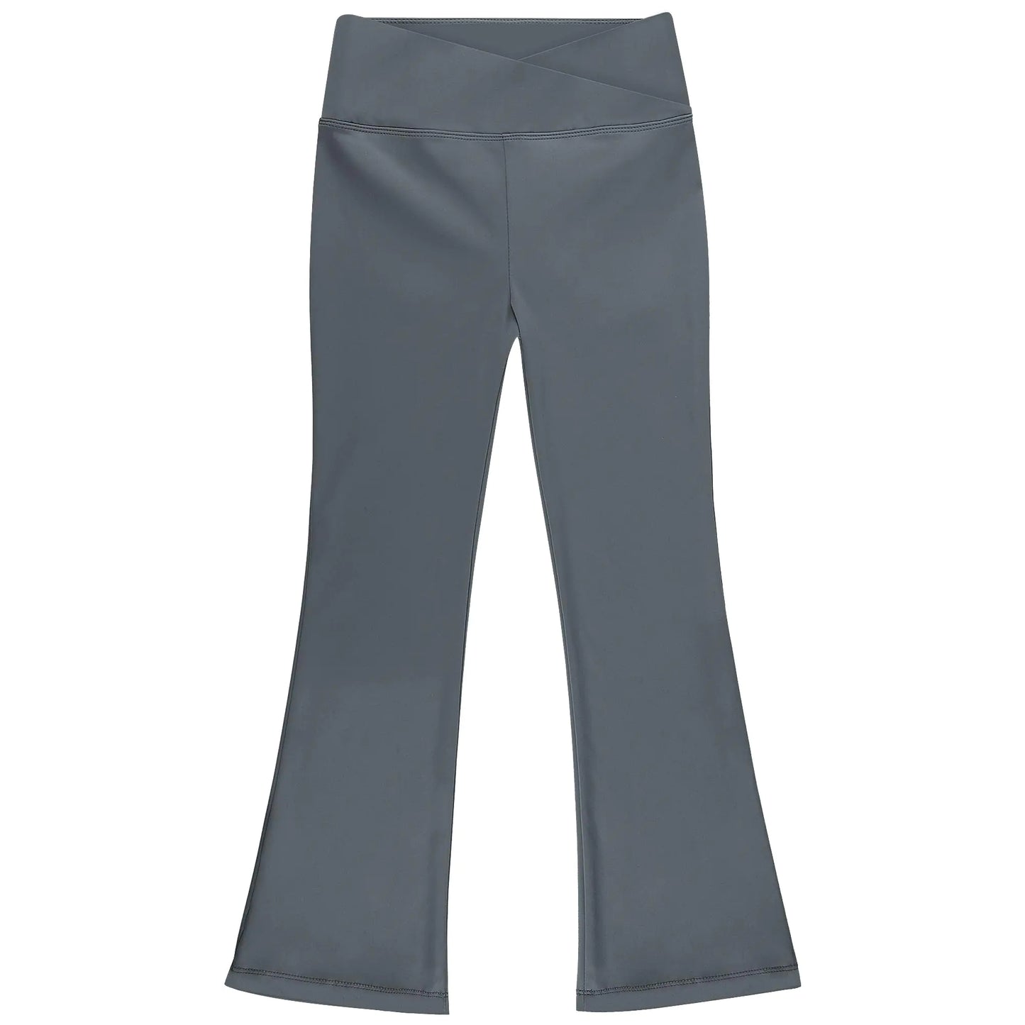 BIG ELEPHANT Flare Leggings for Girls Crossover High Waisted Kids Bell Bottom Pants with Pockets for Yoga Dance Dark Gray - # GIAA23410028