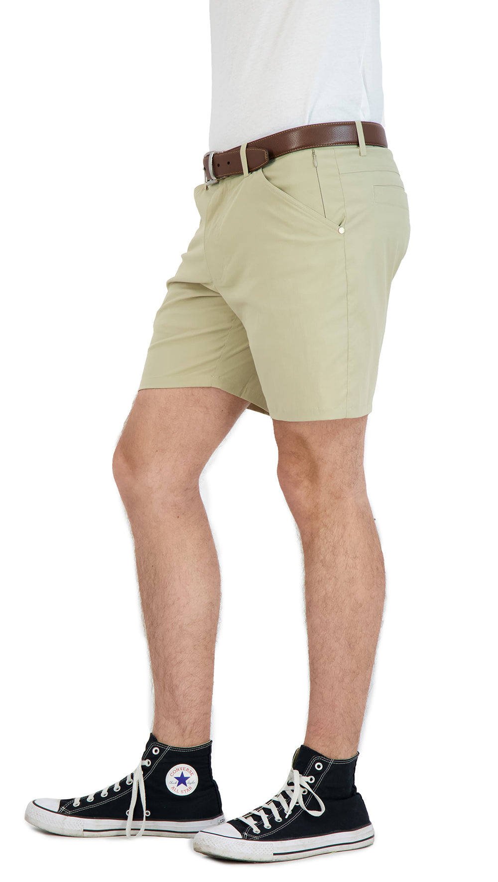 Everyday Stretch Shorts with a Comfortable Built-In Liner - Business Casual Style- Khaki