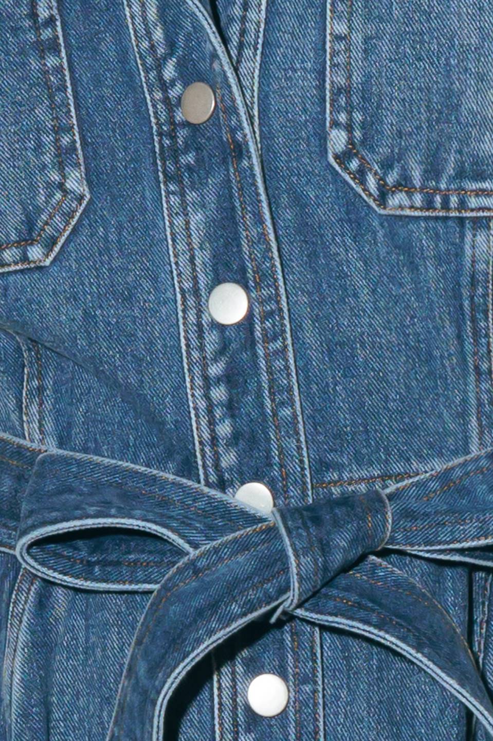 LIGHT CODE MEDIUM DENIM MIDI DRESS