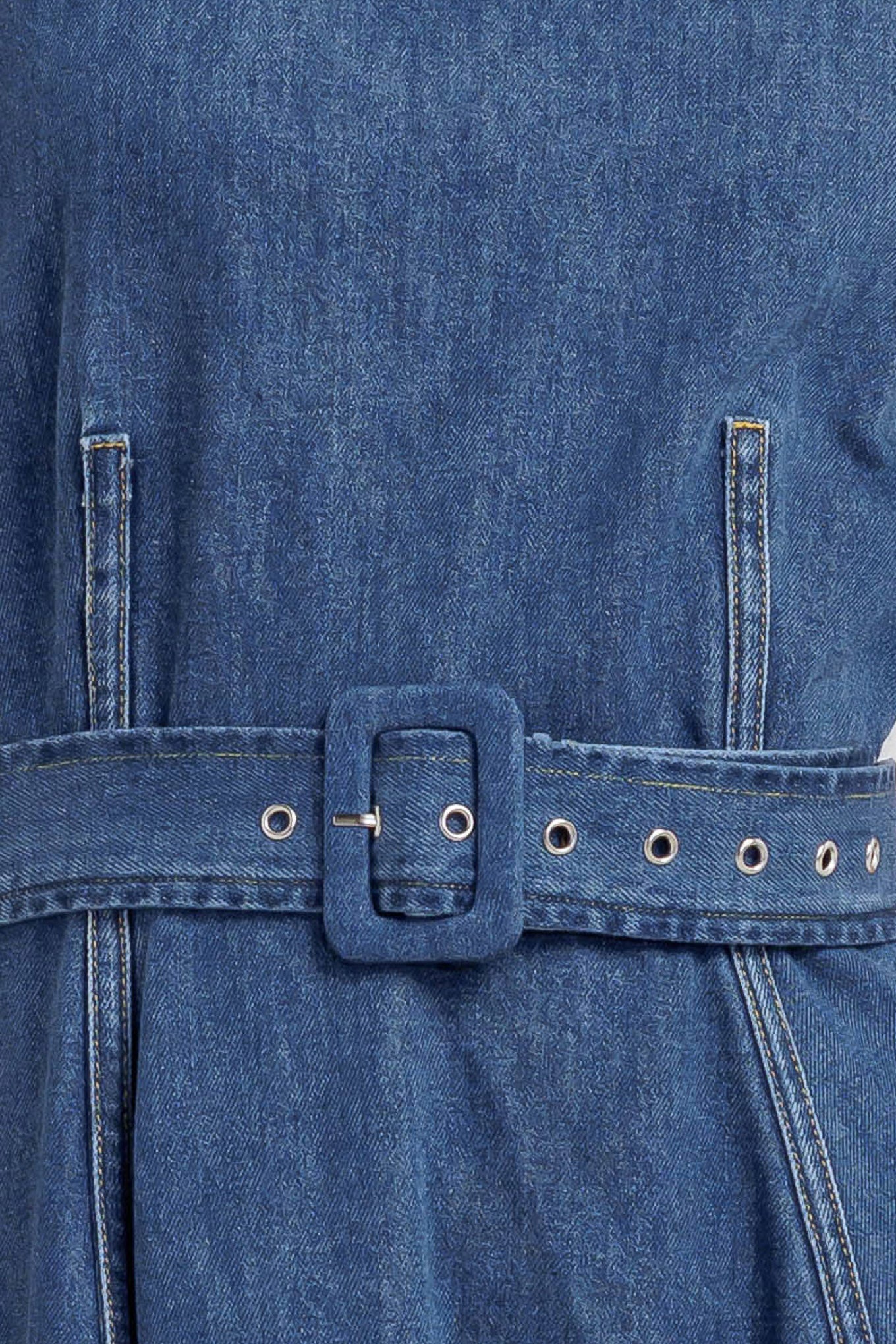 POET’S MUSE DENIM WOVEN MIDI DRESS