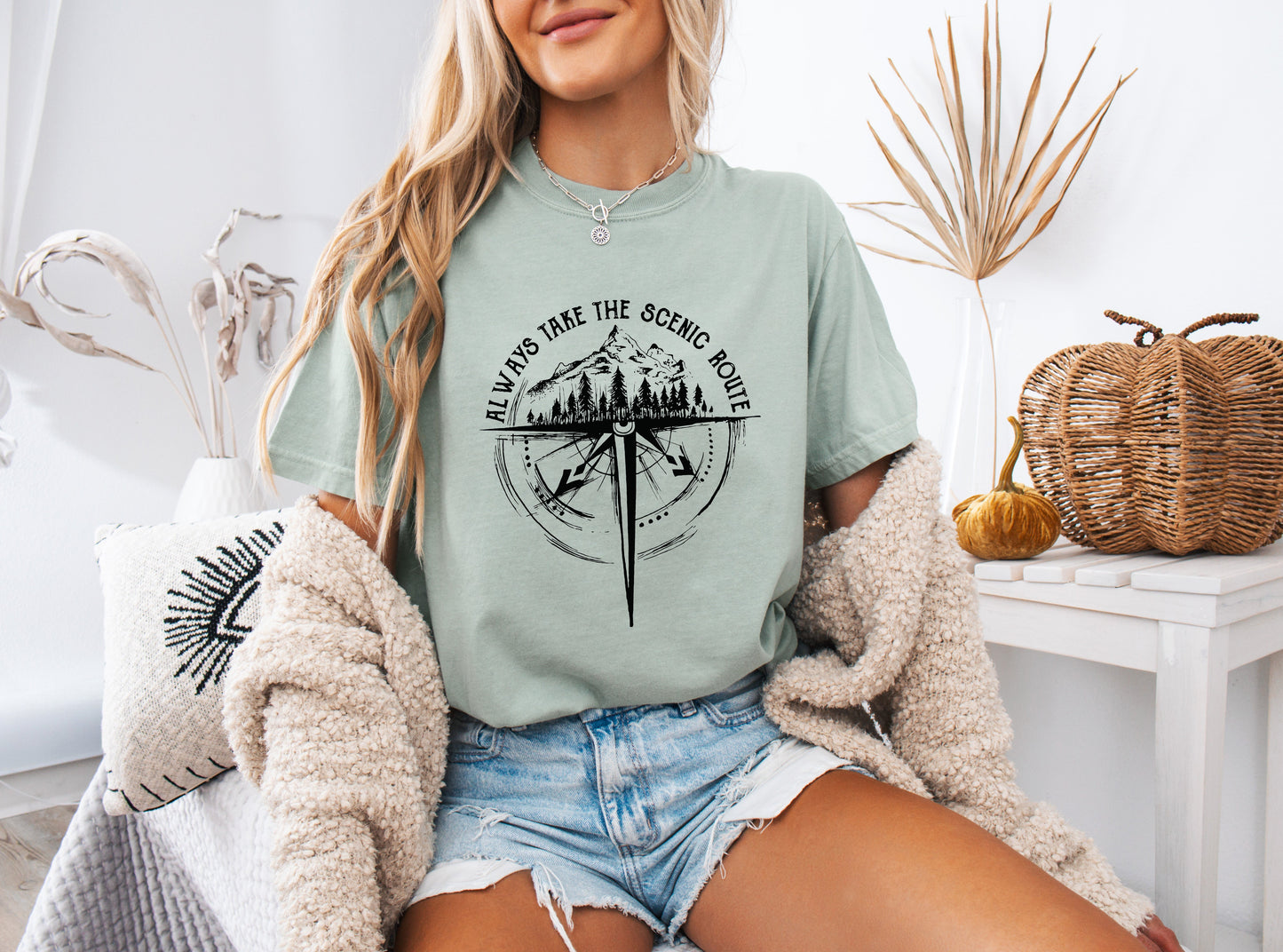 Compass Camping Hiking Mountain Nature Comfort Colors T Shirt