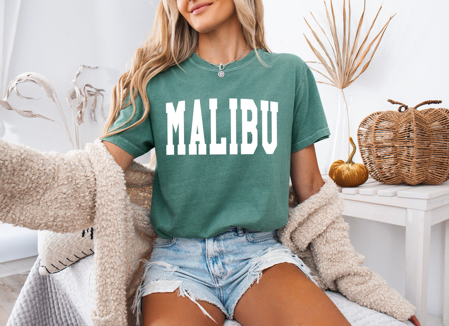 Malibu California State City Comfort Colors T Shirt (Condensed Font)