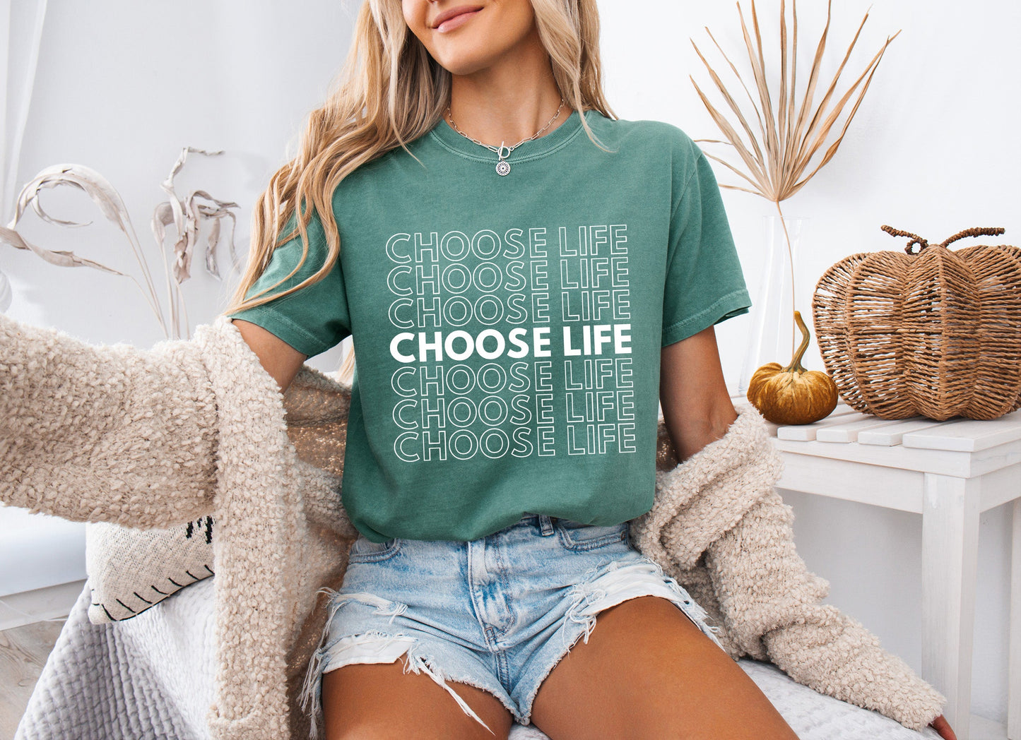 Choose Life Christian Comfort Colors Garment Dyed Christian T Shirt (Repeat)