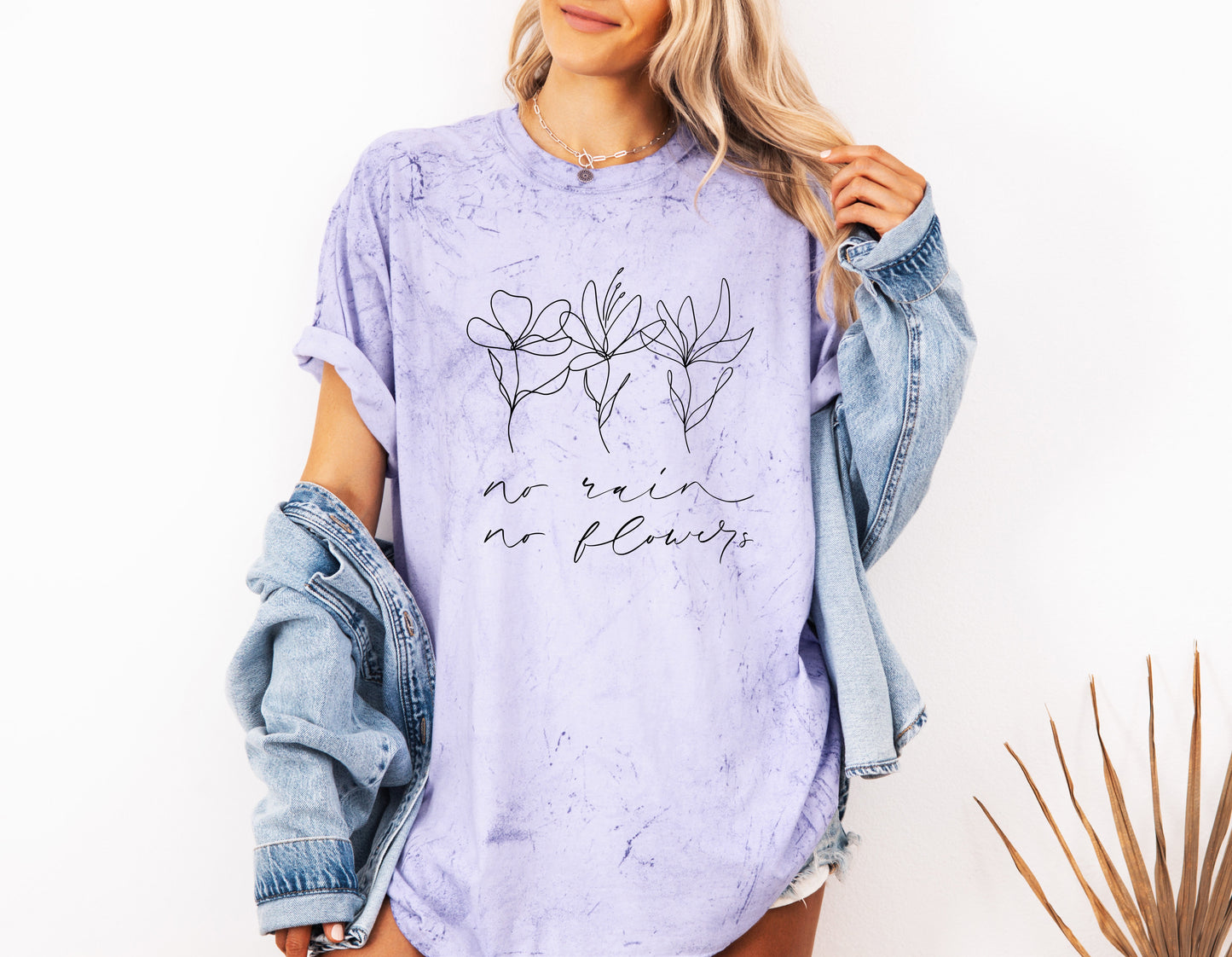 No rain No flowers Botanical wildflowers Garment Dyed T Shirt