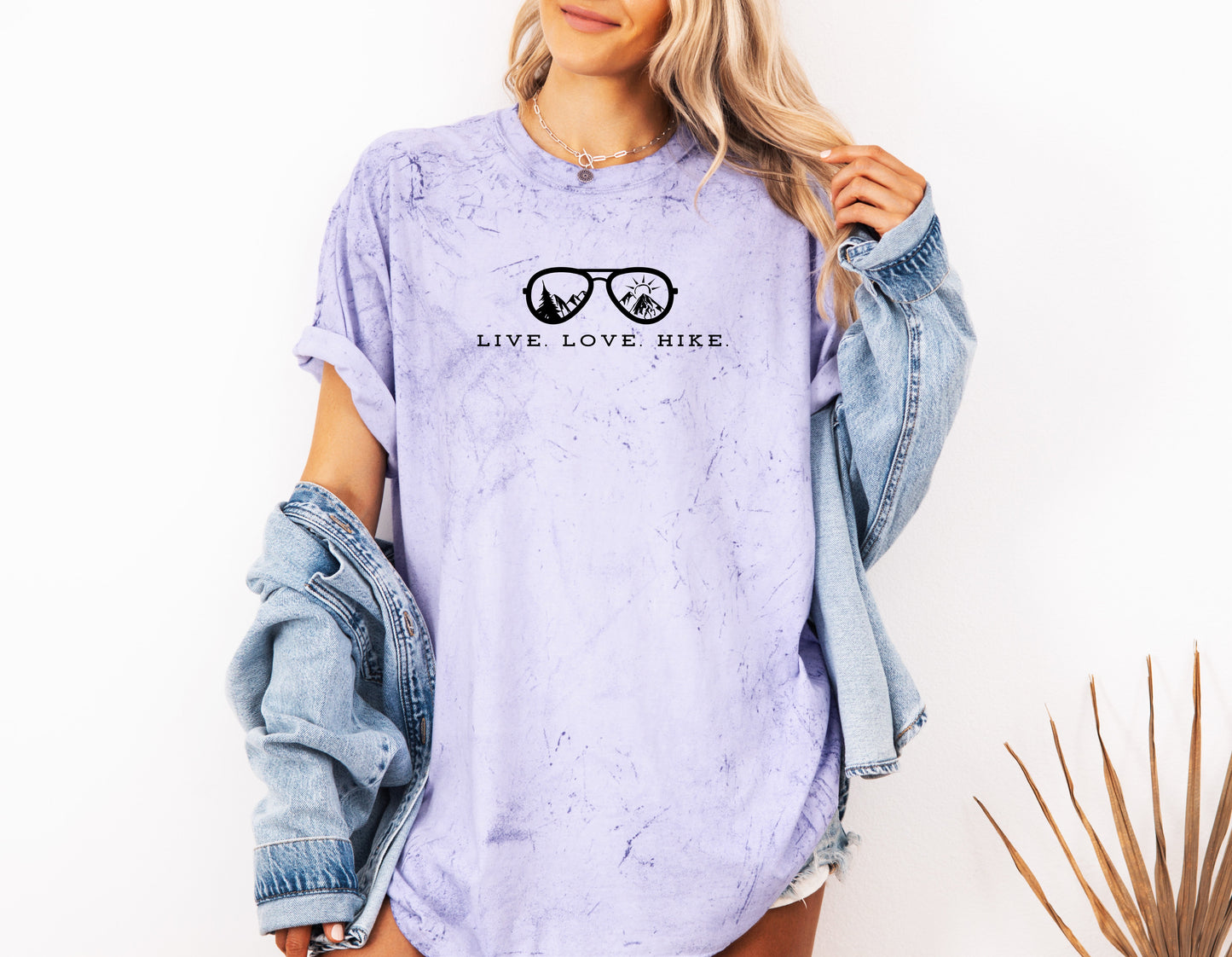 Live Love Hike Nature Camping Hiking Garment Dyed Shirt