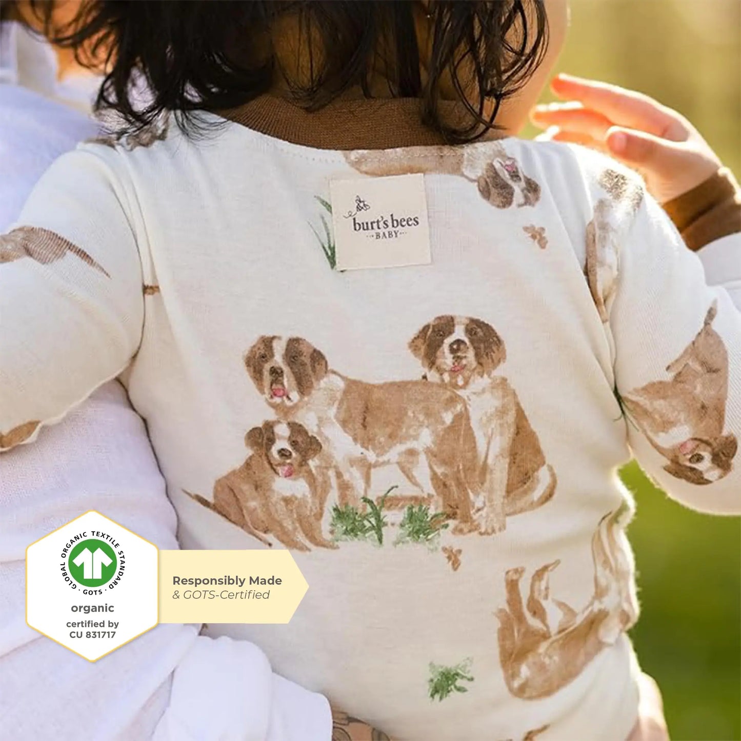 Burt's Bees Baby Baby Boys' Pajamas, Zip-Front Non-Slip Unisex Footed Sleeper Pjs, Organic Cotton 18 Months St Bernard Dog 1 - # BOAA11710014