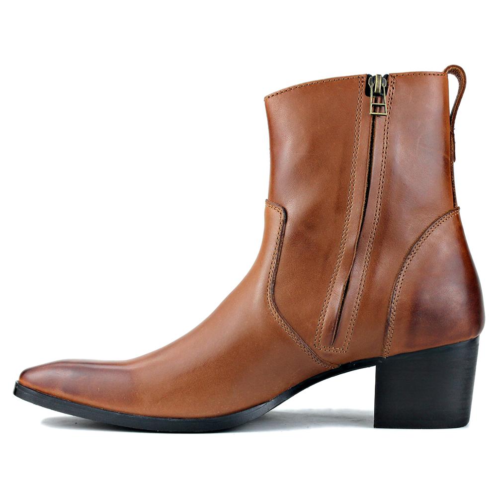 Calfskin Zipper High Heel Chelsea Boots