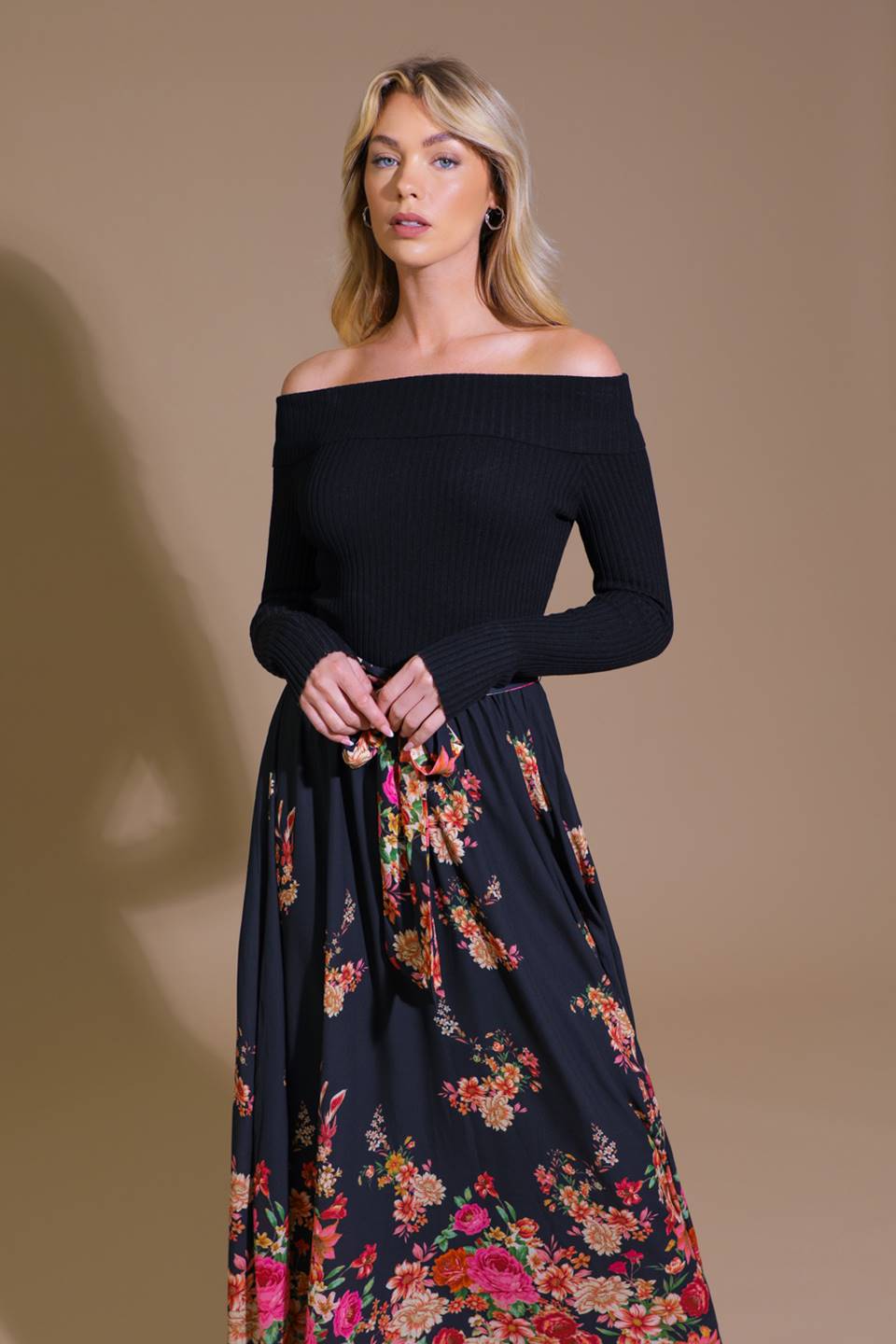 MORNING SONG SWEATER WOVEN MIDI DRESS