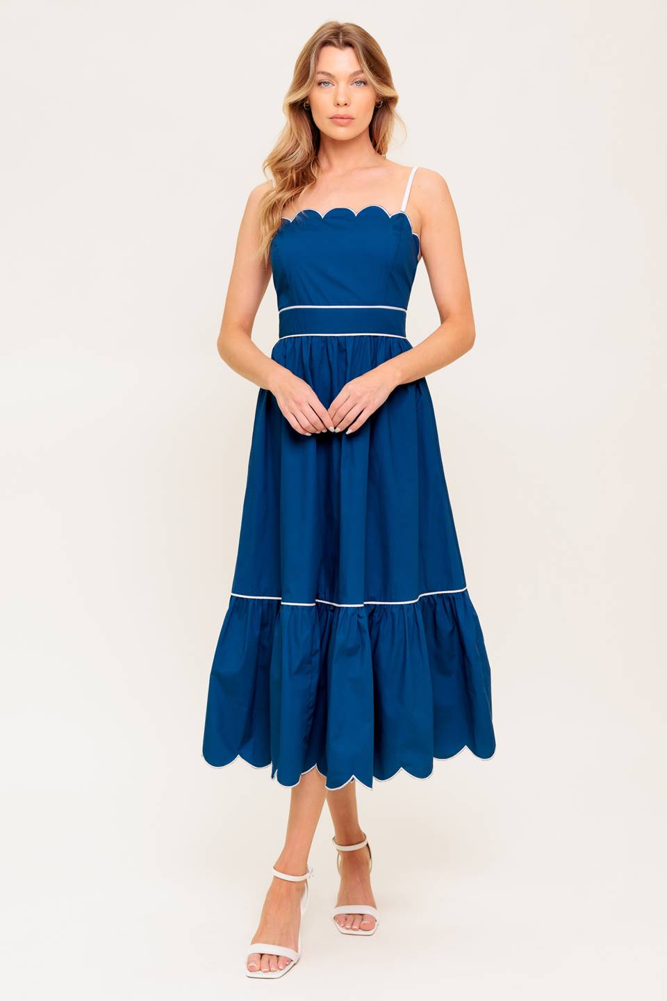 RUSTIC DREAM NAVY WOVEN MIDI DRESS