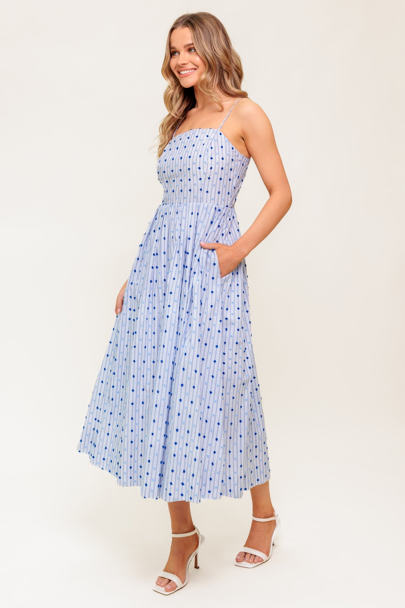 CHASE THE DAY WOVEN MIDI DRESS