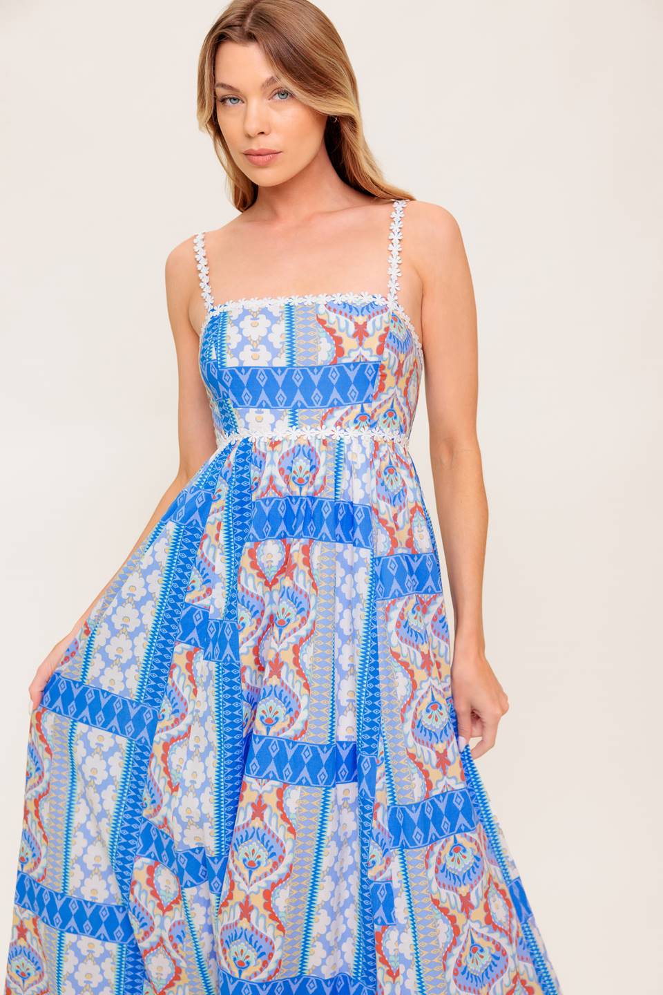 LASTING MAGIC BLUE WOVEN MAXI DRESS