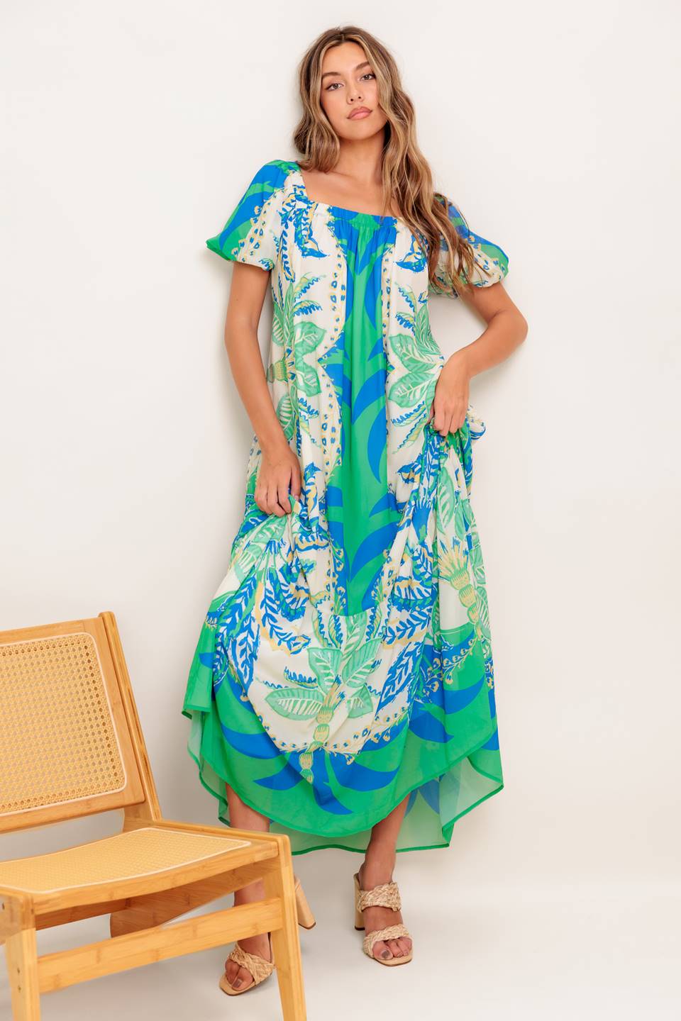PALM SPRING NIGHTS WOVEN MAXI DRESS
