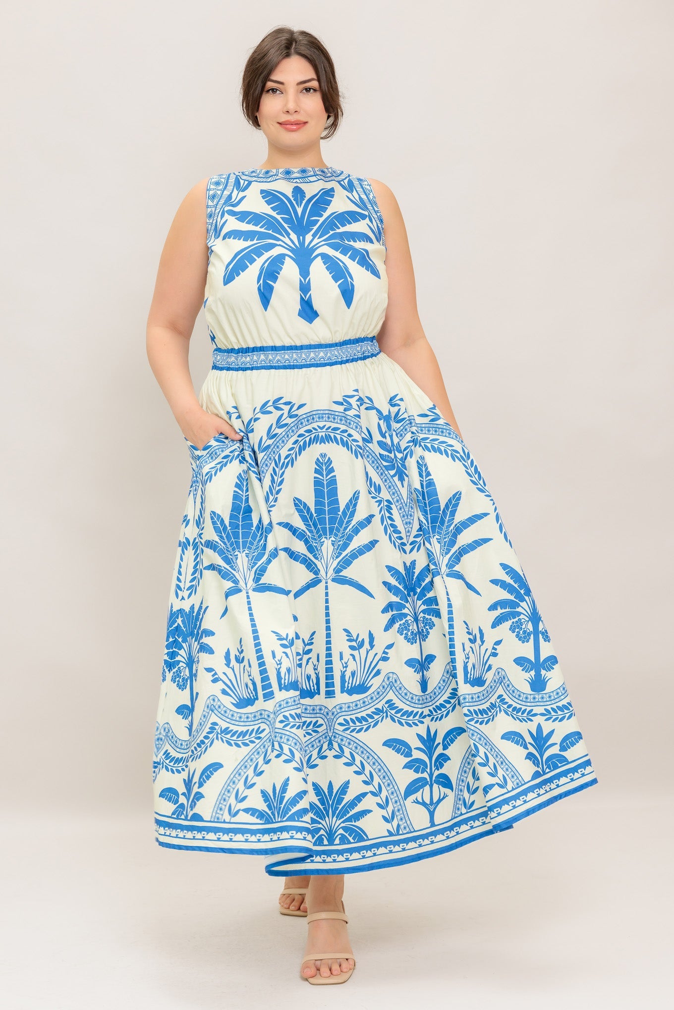 OCEAN PETALS WOVEN MIDI DRESS