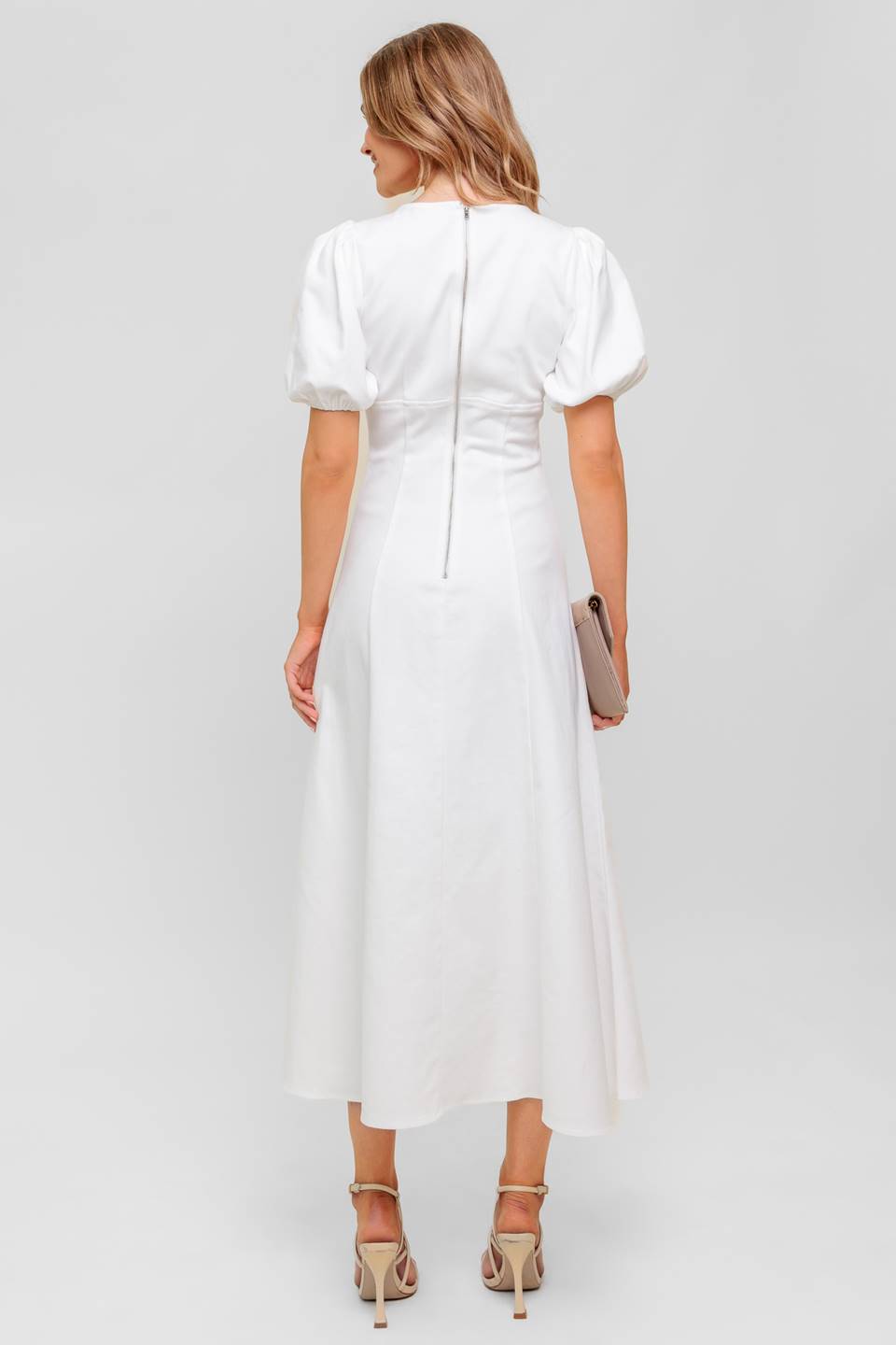 SECRET VINE GLOW WOVEN TWILL MIDI DRESS