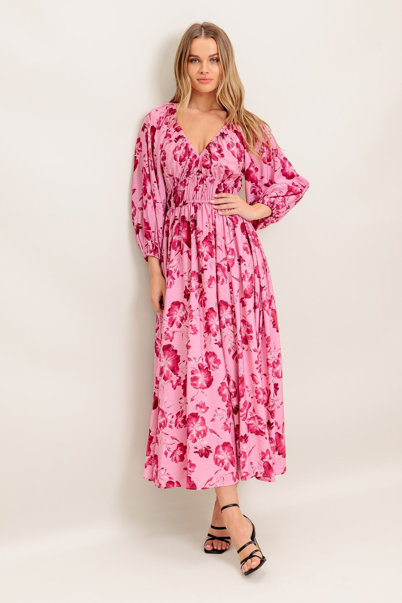 HONEY BUN MOUVE WOVEN MIDI DRESS