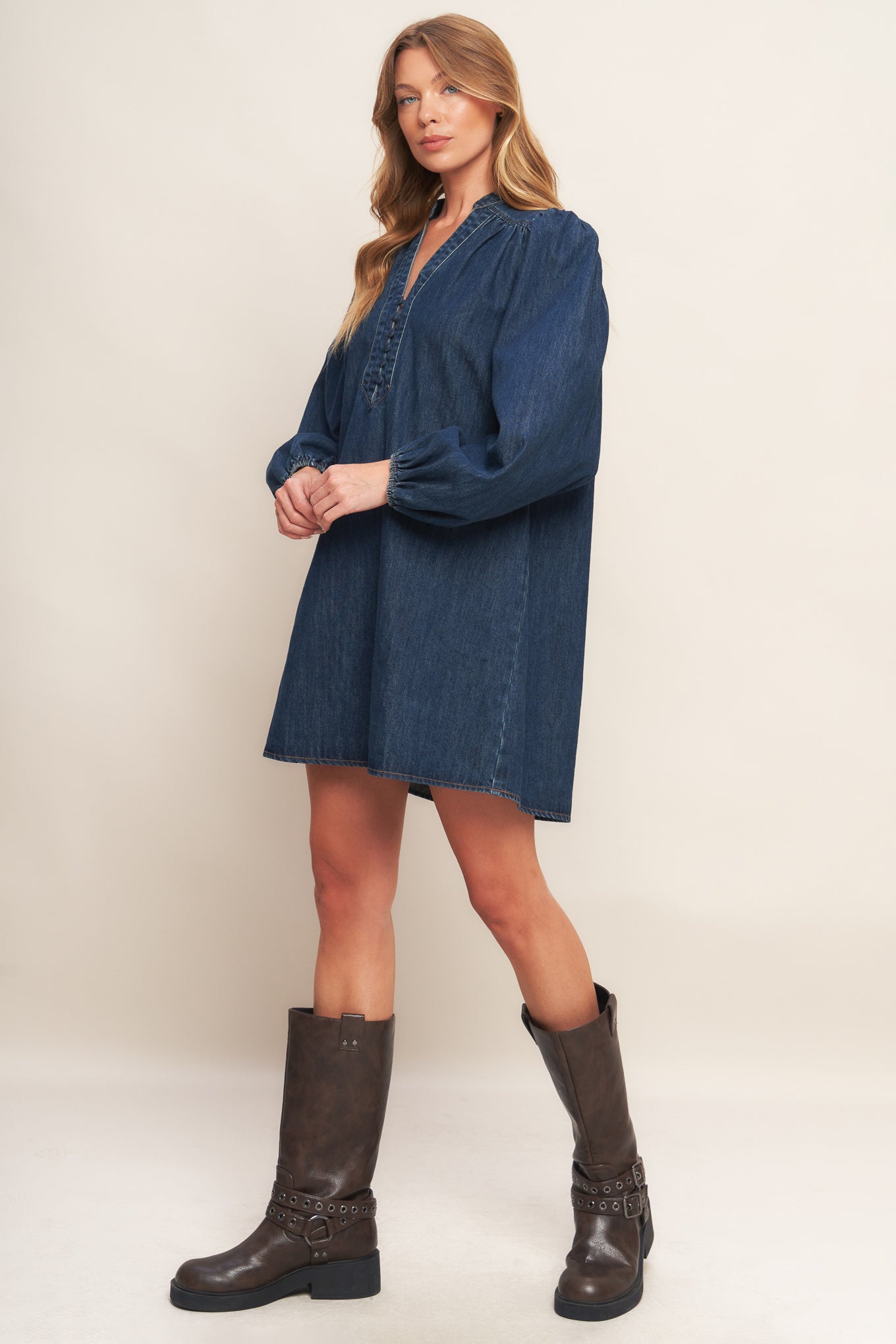 CANYON BREEZE DENIM MINI DRESS
