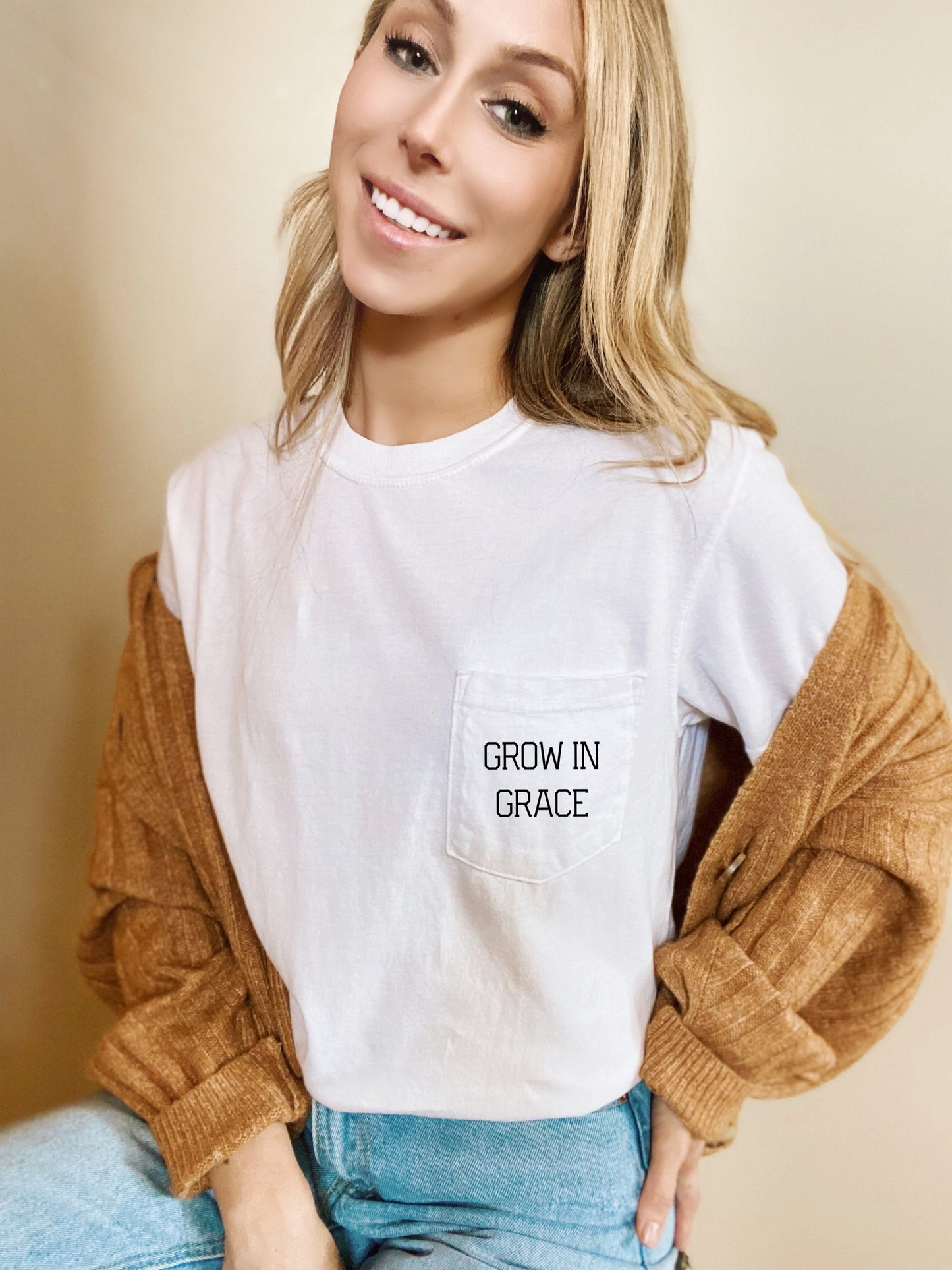 Grow in Grace Comfort Colors Pocket T Shirt | Pro life, Christian shirt