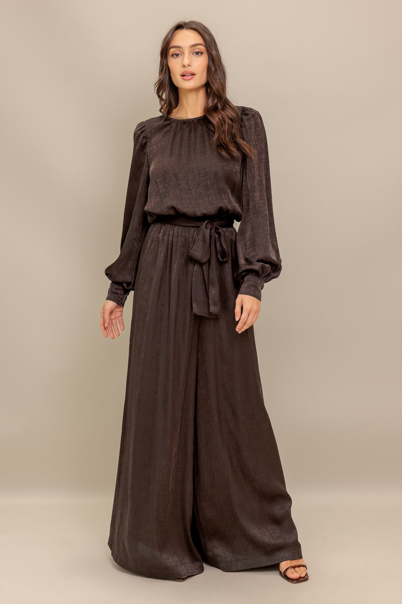 ESPRESSO WHISPER WOVEN JUMPSUIT