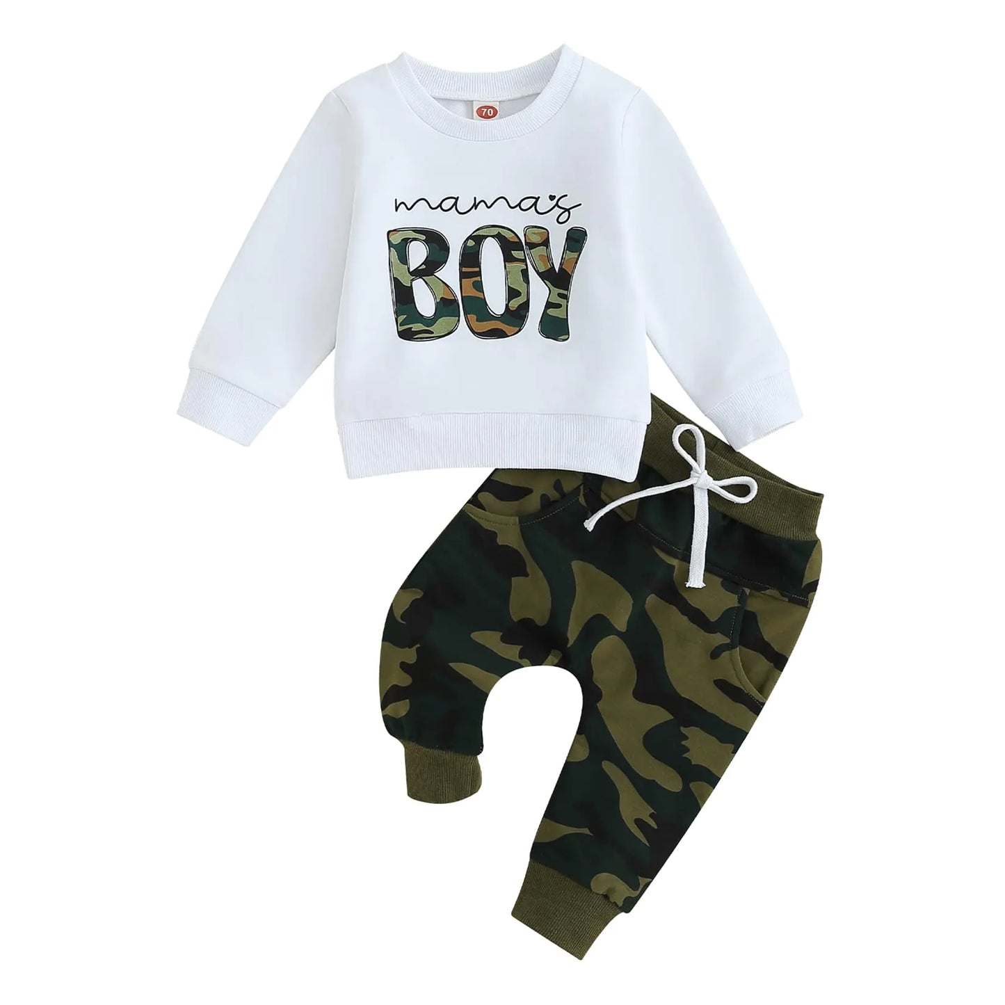 MERSARIPHY Fall Baby Boy Pant Set Toddler Crewneck Long Sleeve Pullover Sweatshirt Sweatpant 2Pcs Winter Outfits Clothes(Green mamas boy18-24 Months) - # BAAA51210031