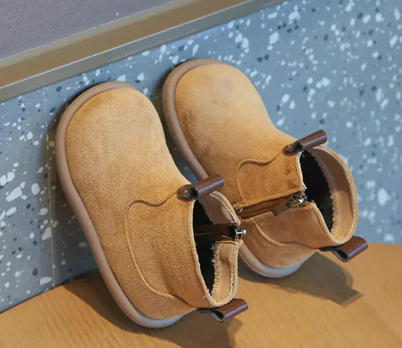 Children's Retro Solid Color British Style Cotton Boots - # BOAA71210004