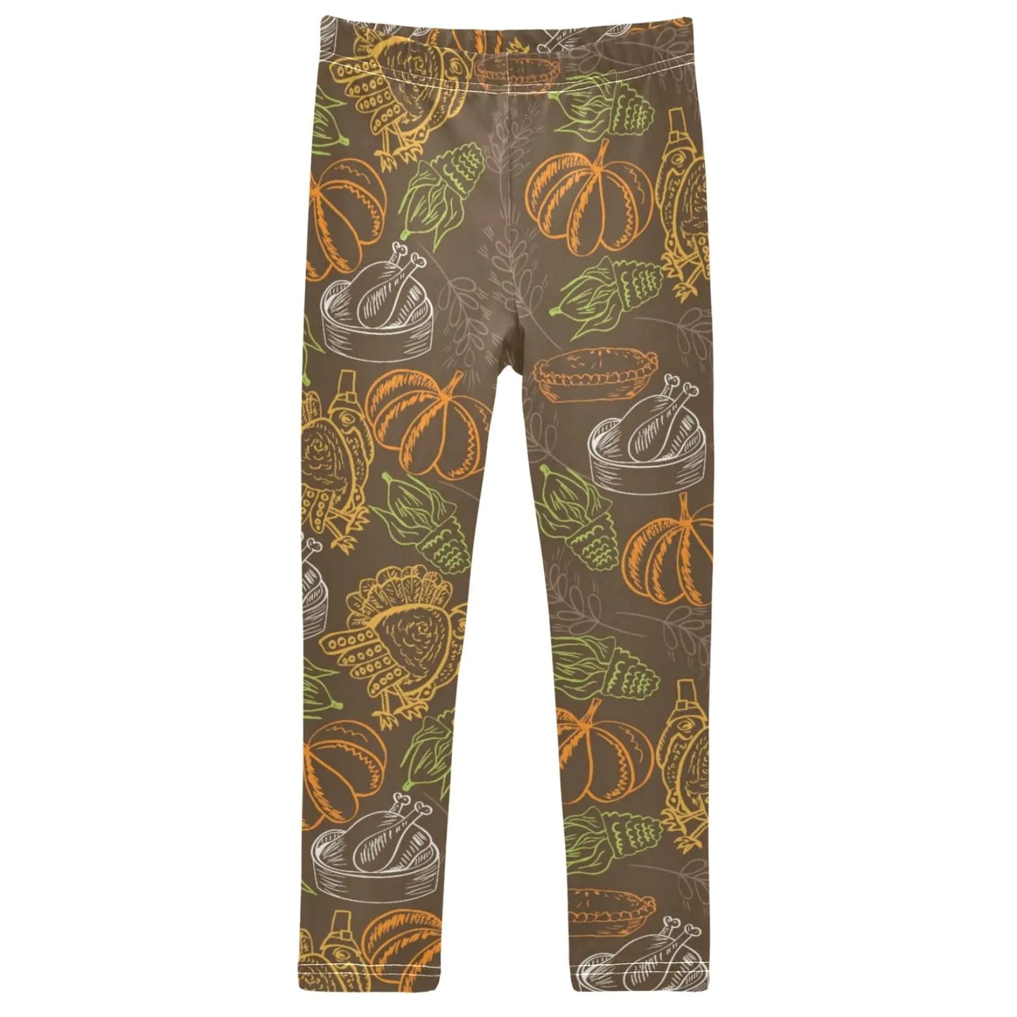 ZZXXB Thanksgiving Harvest Turkey Corn Girls Leggings Soft Ankle Length Active Stretch Pants Bottoms Kids Dance Yoga Tights 4T - # GIAA21410010