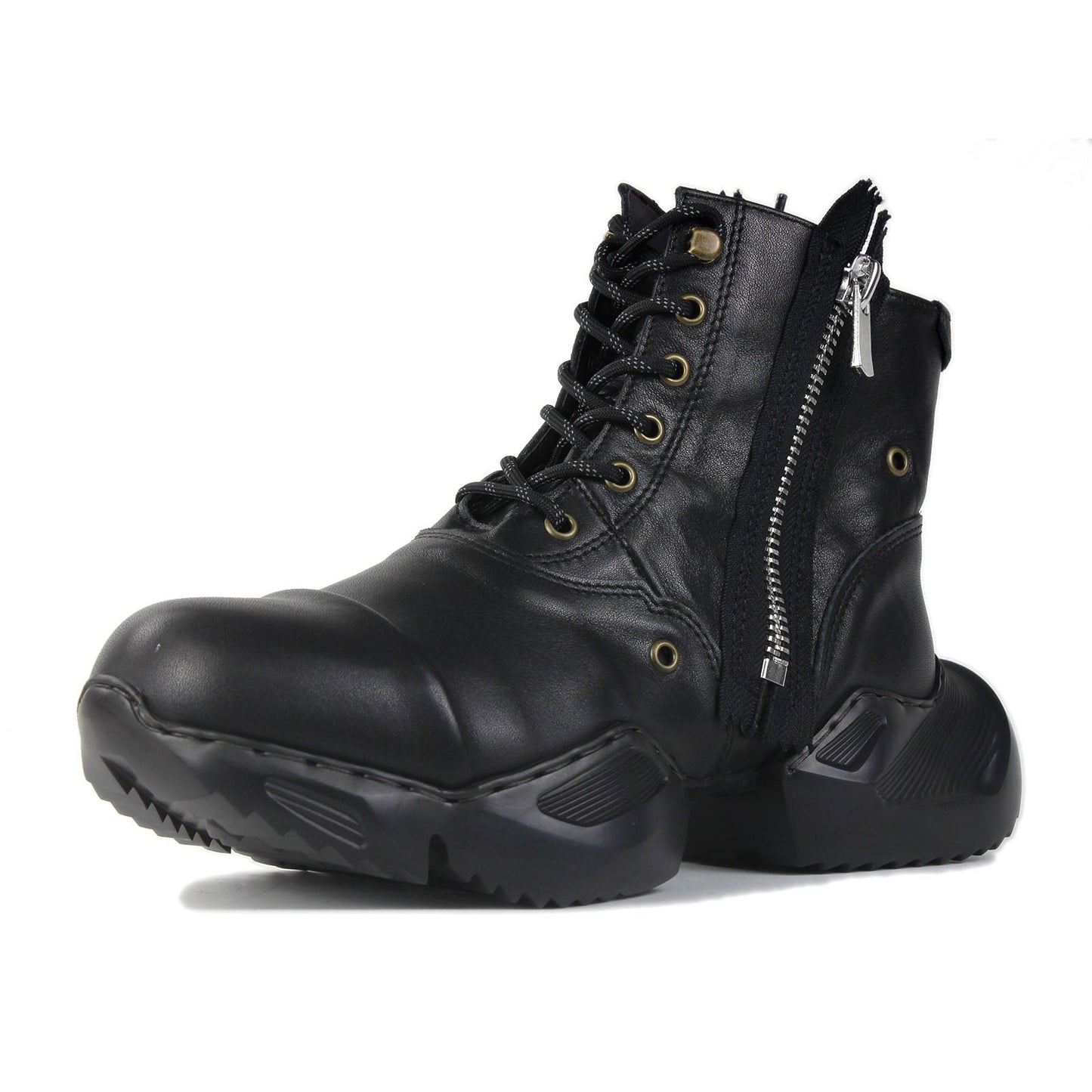 Men's Leather athletic walking Moto Boots OS-5008-S-8-Classice-Black