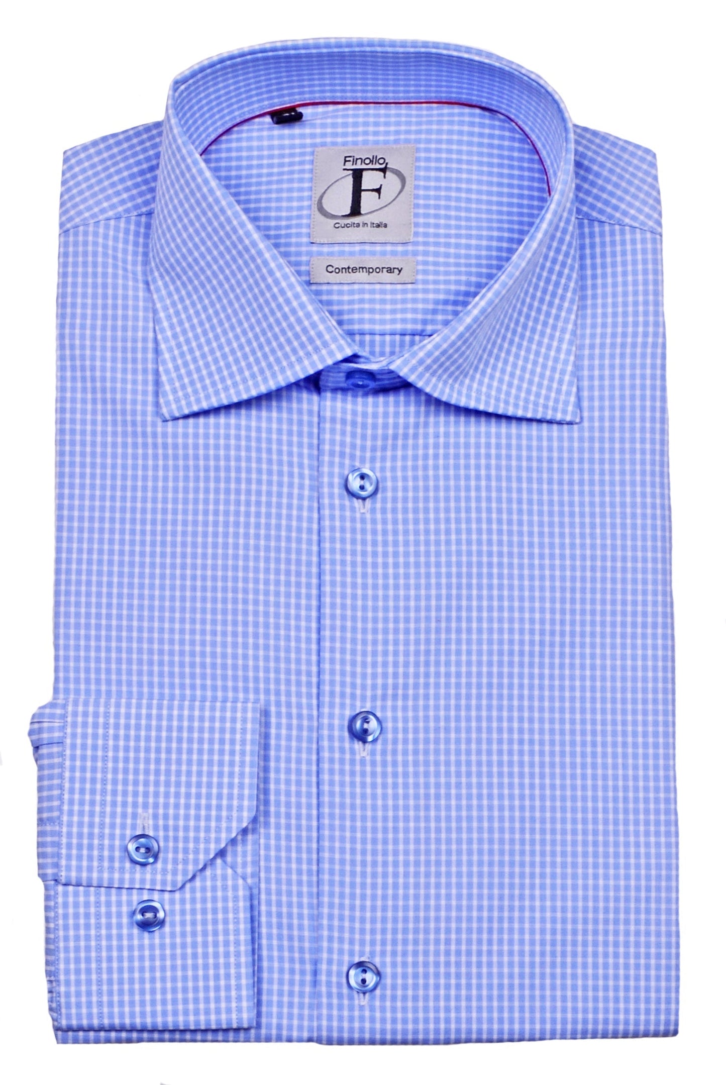 Made in Italy Dress Shirts// Lt Blue check - contemporary fit