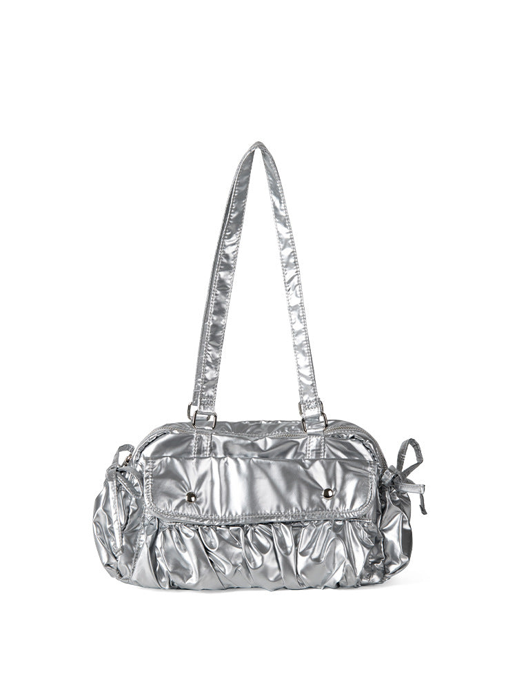 Small shoulder bag for women, pleated nylon underarm bag, baguette bag, fashionable large capacity shoulder bag for women hobo