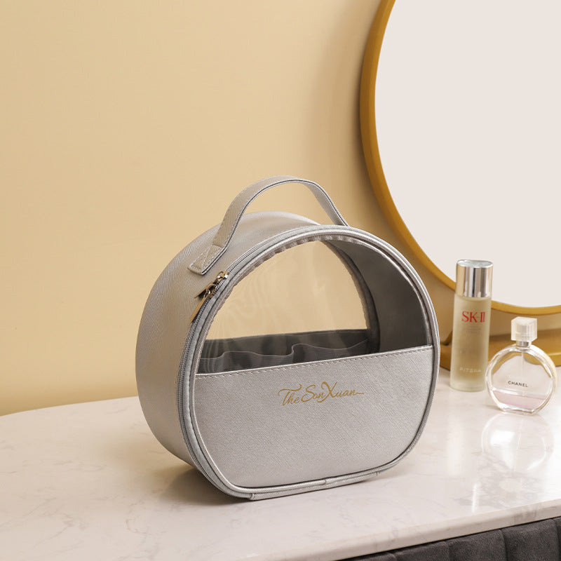 Portable large-capacity travel translucent cosmetic bag, Pu multi-functional waterproof toilet bag, portable skin care product storage bag, makeup bag organizer,Makeup bags, small