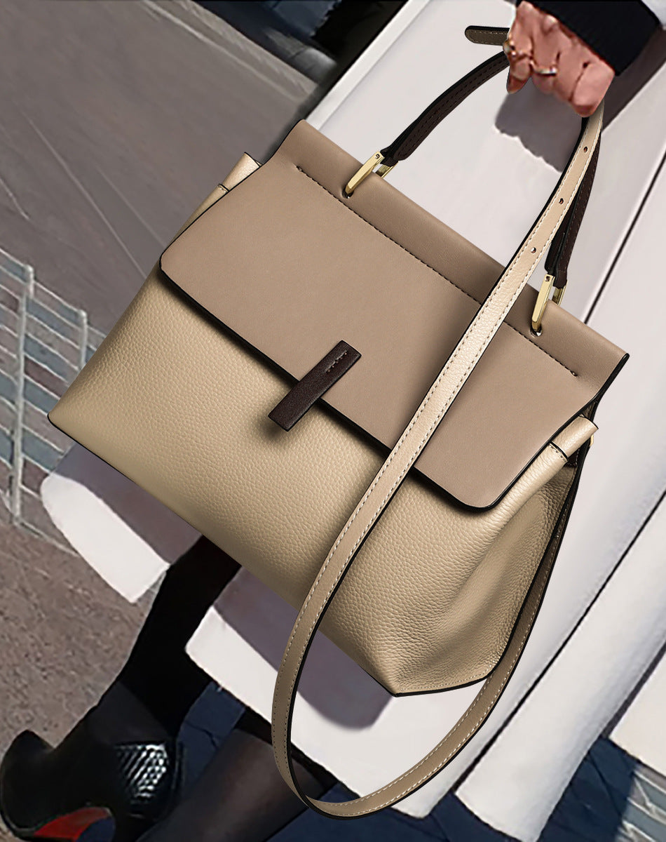 Trend large-capacity purse genuine leather shoulder bag tote crossbody