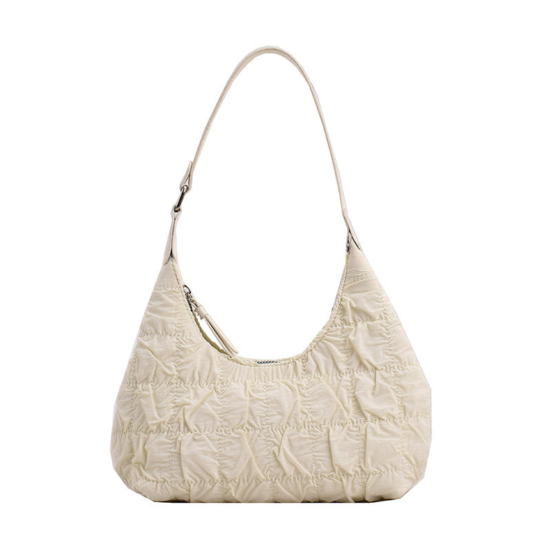 small shoulder bag cream puff bag pleated bag hobo