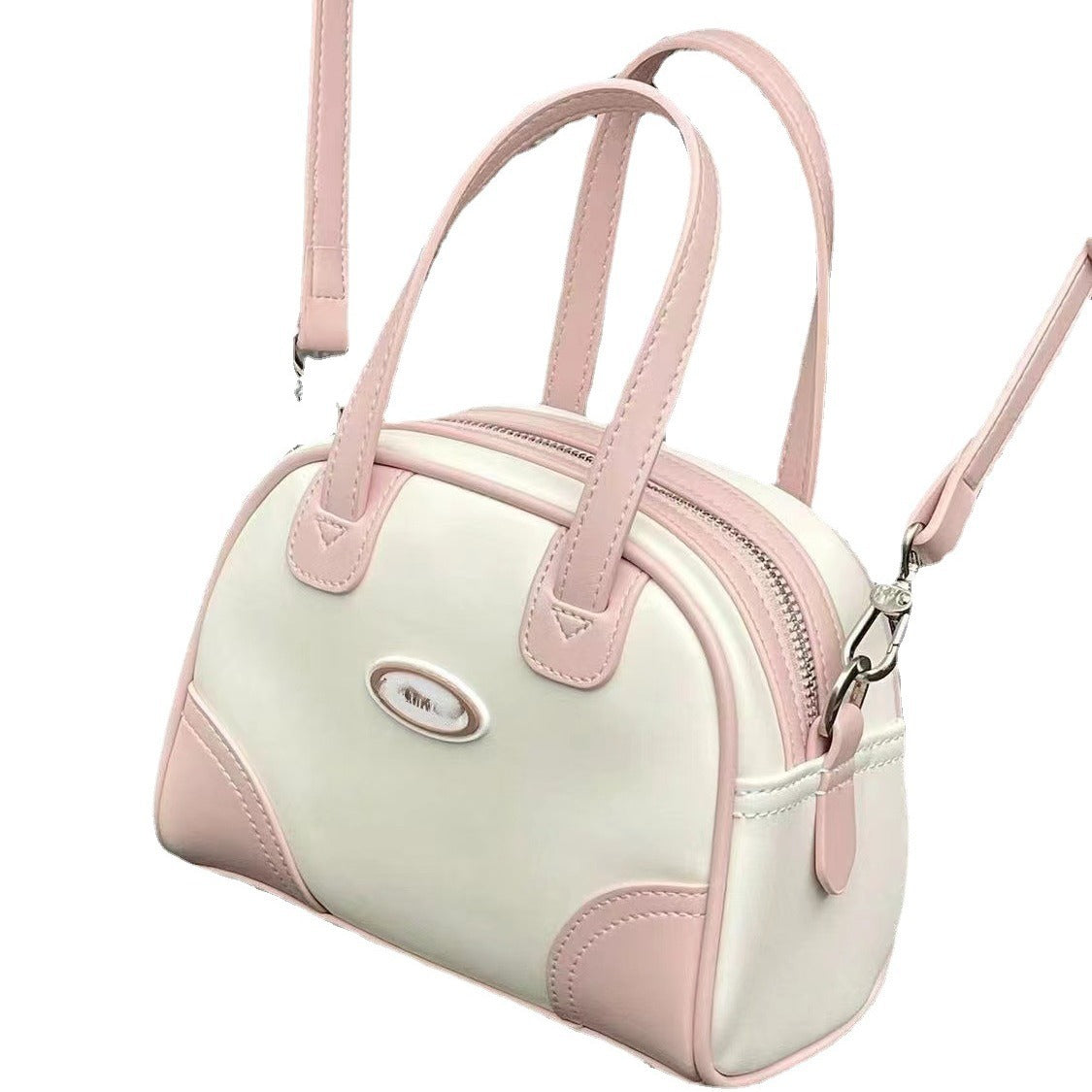 Chic Summer Boston Bag Mini – Portable Small Tote Crossbody Bag for Women, Perfect Bowling Shaped Bag in Pink