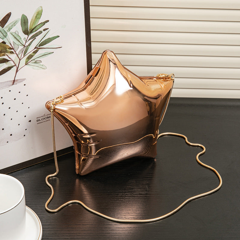 Silver Pentagram Chain evening Bag, Acrylic Mini Change, Key Lipstick Purse, Crossbody Prom Bag, Party Purse, Prom Bags Clutch, Wedding Purse