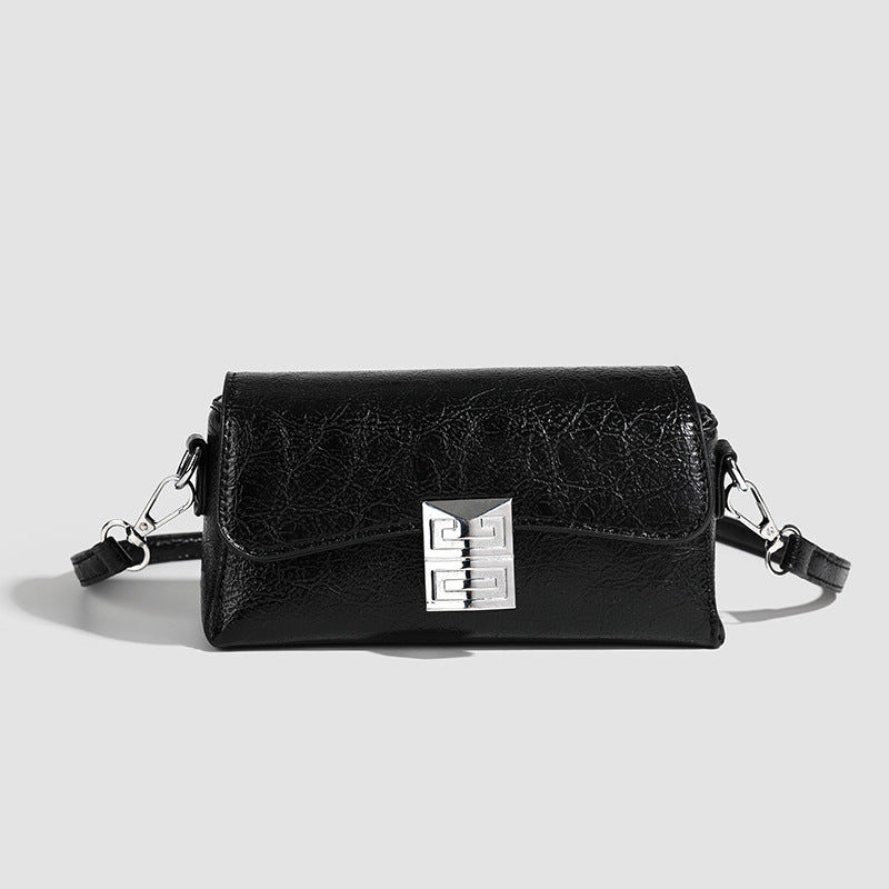 Small shoulder bag for women, retro small square bag for women, versatile shoulder bag, metallic Crossbody bag, simple commuter bag cross body