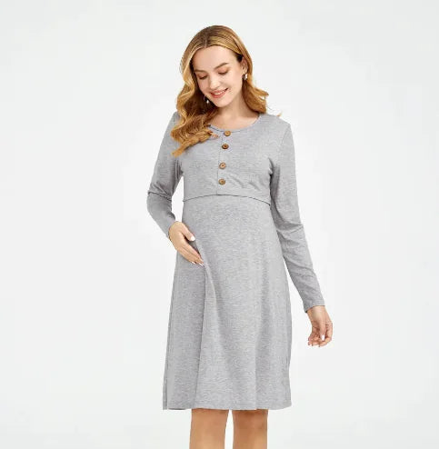 Plus Size Women's Long Sleeve Dress with Belt - # WOAA211410004-PRG