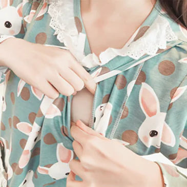 Pure Cotton Maternity Pajama Set for Nursing Mothers - # BAGE211510128-NURSG