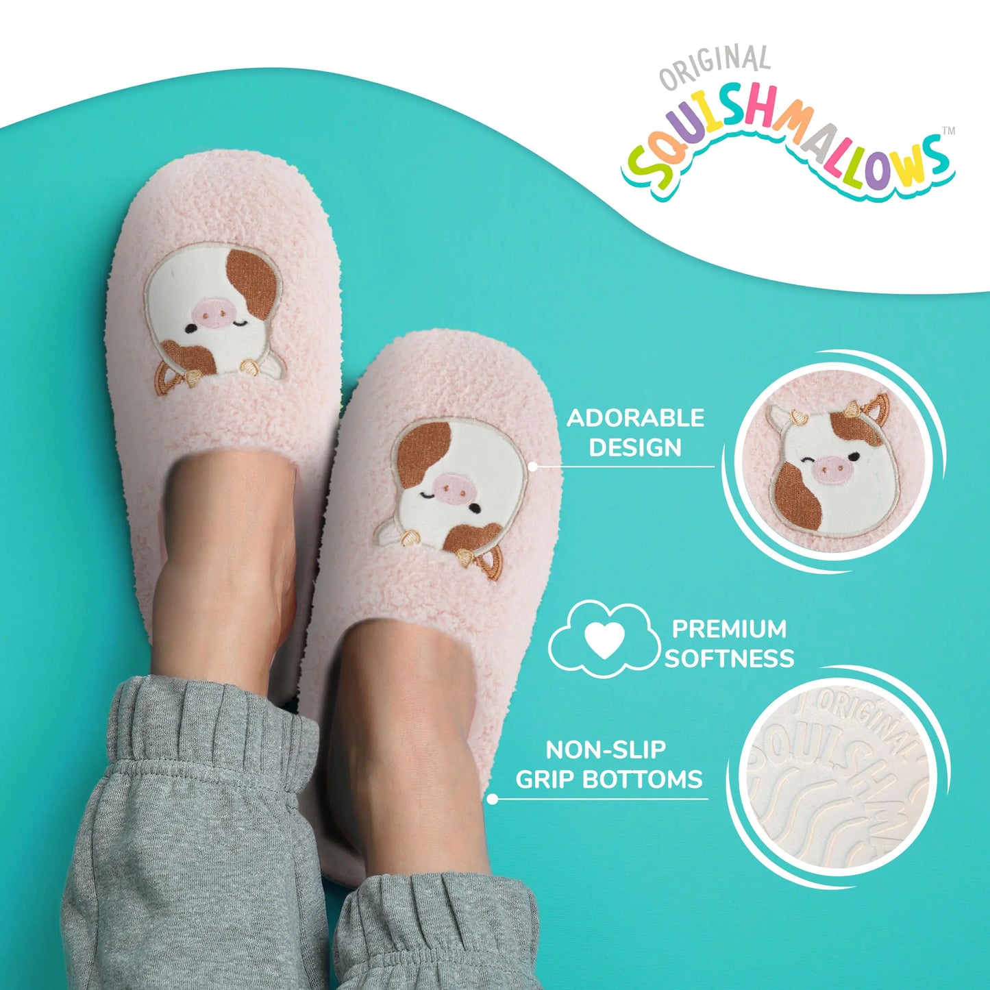 Squishmallows Kids Slippers and Womens Slippers Gifts for Women Extra Cozy Fuzzy House Slippers Slip On Ronnie the Cow 11-12 Little Kid - # GIAA73610004