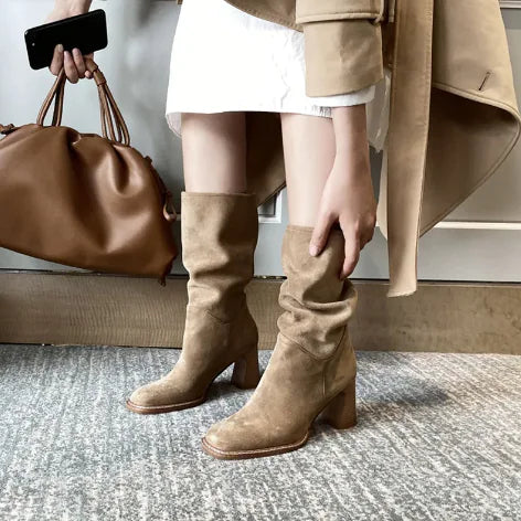 Block Heel Square-Toe Heels - # GIAA73410013