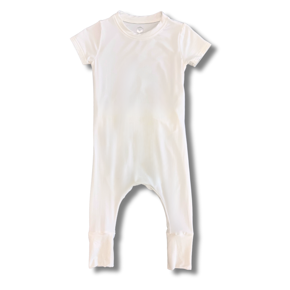 Bamboo Short Sleeve Romper in Ivory