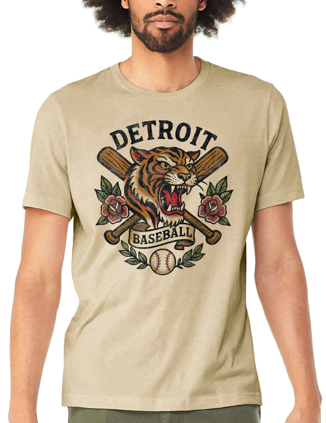 Vintage Detroit Baseball - Heather Cream